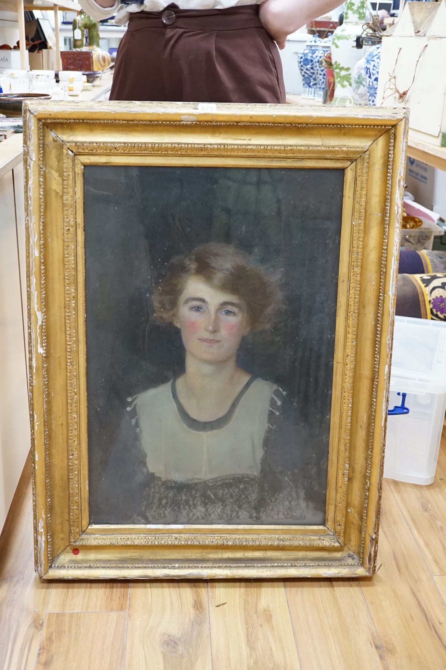 1920's English School, pastel, Portrait of a lady, dated 1922, 72 x 49cm